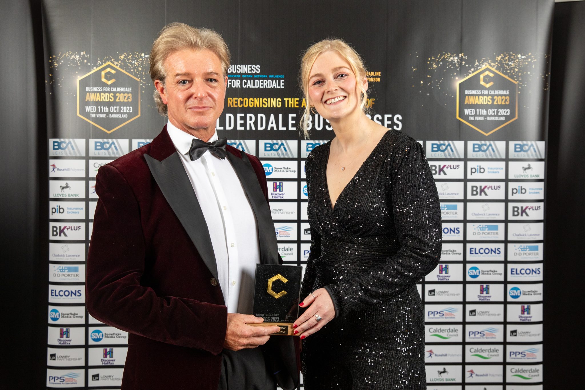 Matthew Crockett with the sponsor of the awards Allie Butterworth From Lloyds banking Group