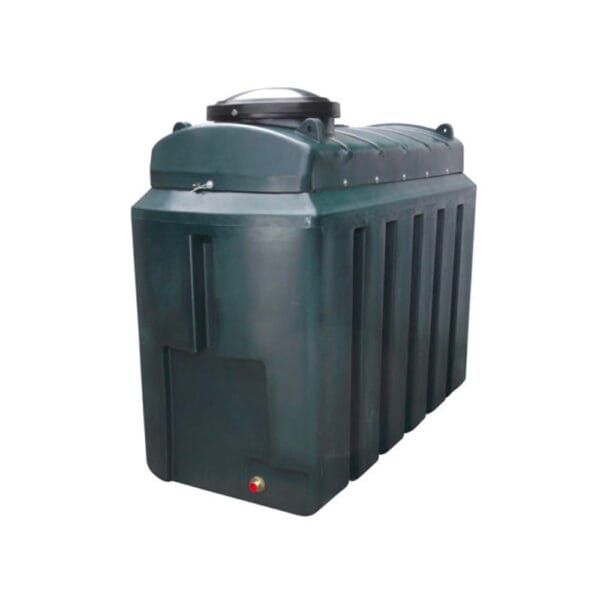 Green plastic storage tank designed for residential or commercial use